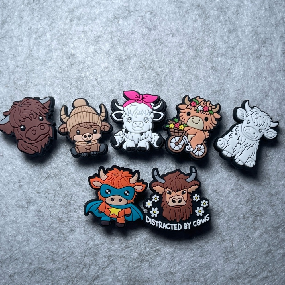 Cow Croc charms 7 pc